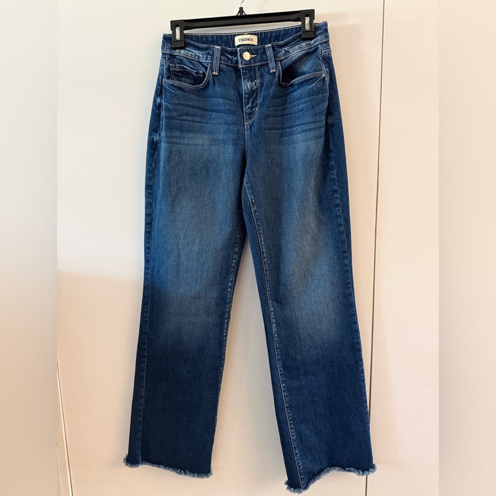 L'AGENCE Women's Straight-Leg Jeans in Dark Blue Denim